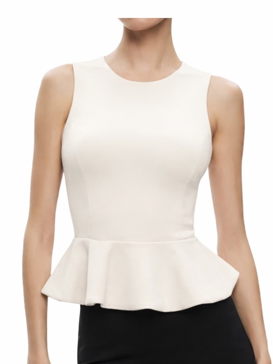 Alice + Olivia Tops - Like New Alice + Olivia Cream Sleeveless Peplum Top